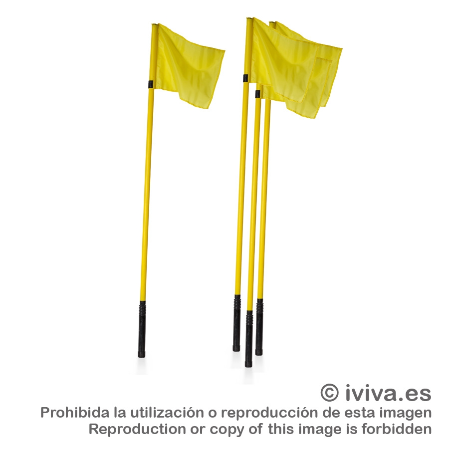 Banderines/Postes flexibles córner con bandera. 4 unidades.